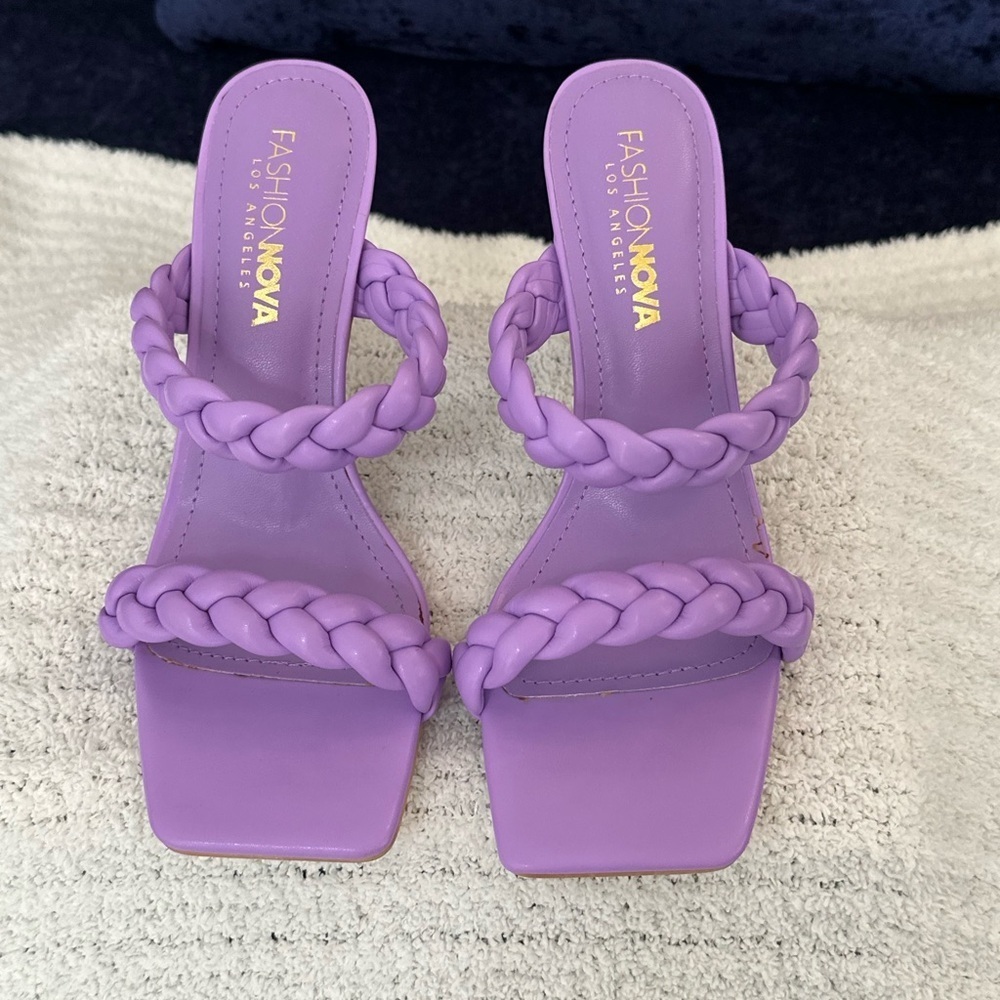 Fashion Nova Lavender Braided Heels